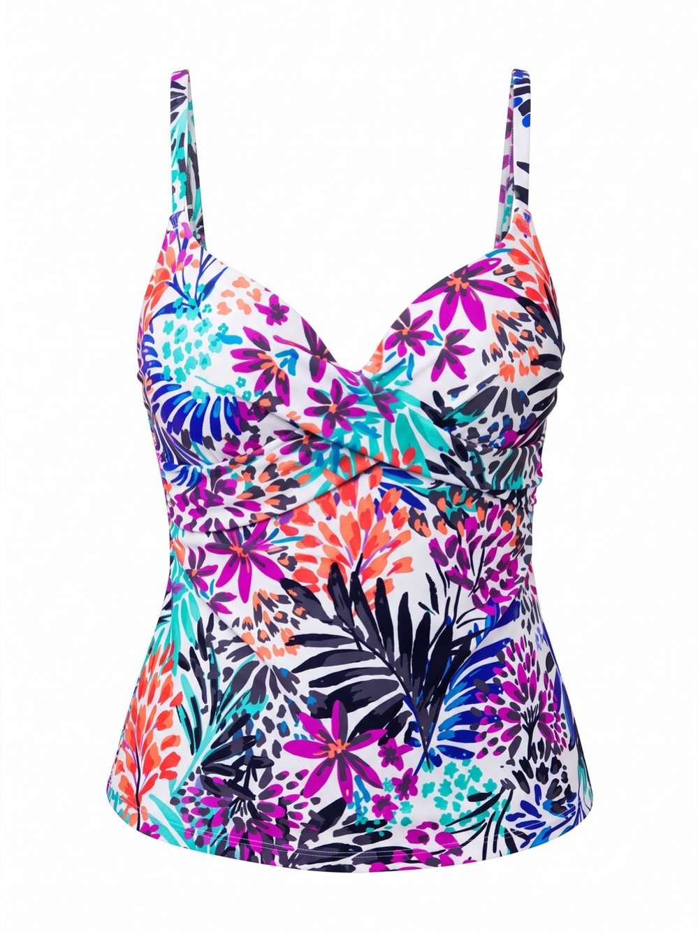 Island Escape Gemini Floral Underwire Push-Up Tankini Top Size 12 Multicolor NWT